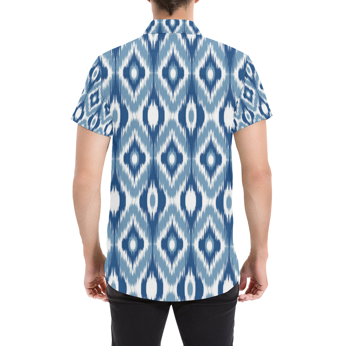 Ikat Pattern Print Design 03 Men's Short Sleeve Button Up Shirt
