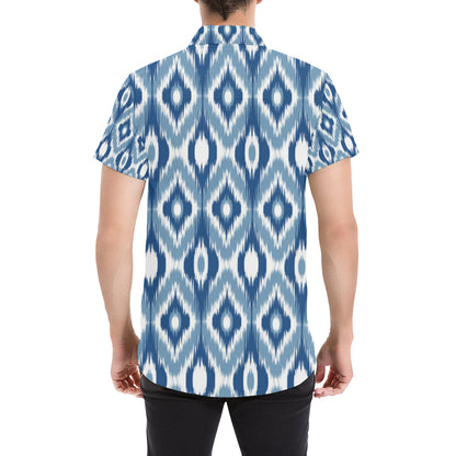 Ikat Pattern Print Design 03 Men's Short Sleeve Button Up Shirt