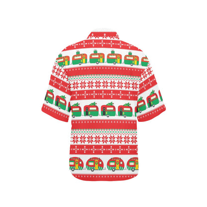 Camper Camping Ugly Christmas Design Print Women's Hawaiian Shirt