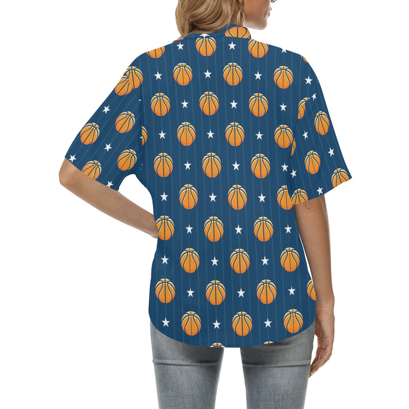Basketball Star Print Pattern Women's Hawaiian Shirt