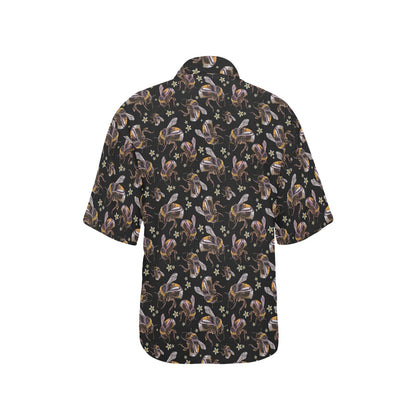 Bee Pattern Print Design 04 Women's Hawaiian Shirt