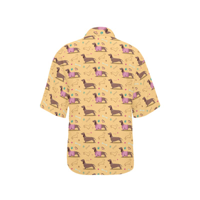 Dachshund Pattern Print Design 07 Women's Hawaiian Shirt