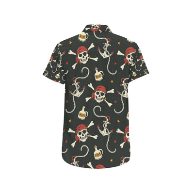 Pirate Pattern Print Design A02 Men's Short Sleeve Button Up Shirt