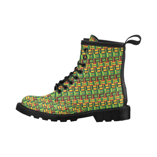 African Zip Zag Print Pattern Women's Boots