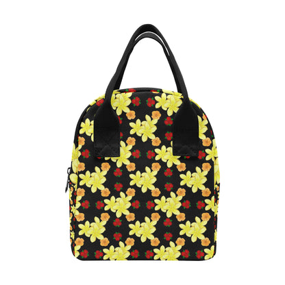 Yellow Plumeria Pattern Print Design PM04 Insulated Lunch Bag