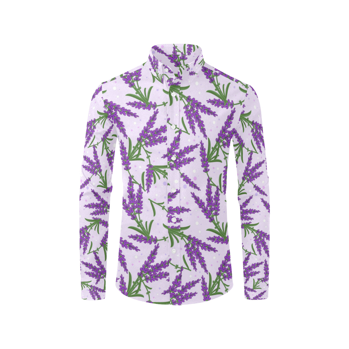 Lavender Pattern Print Design LV02 Men's Long Sleeve Shirt