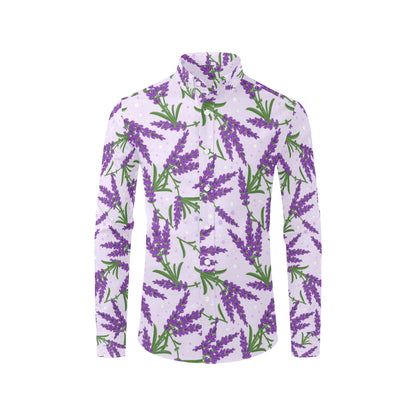 Lavender Pattern Print Design LV02 Men's Long Sleeve Shirt