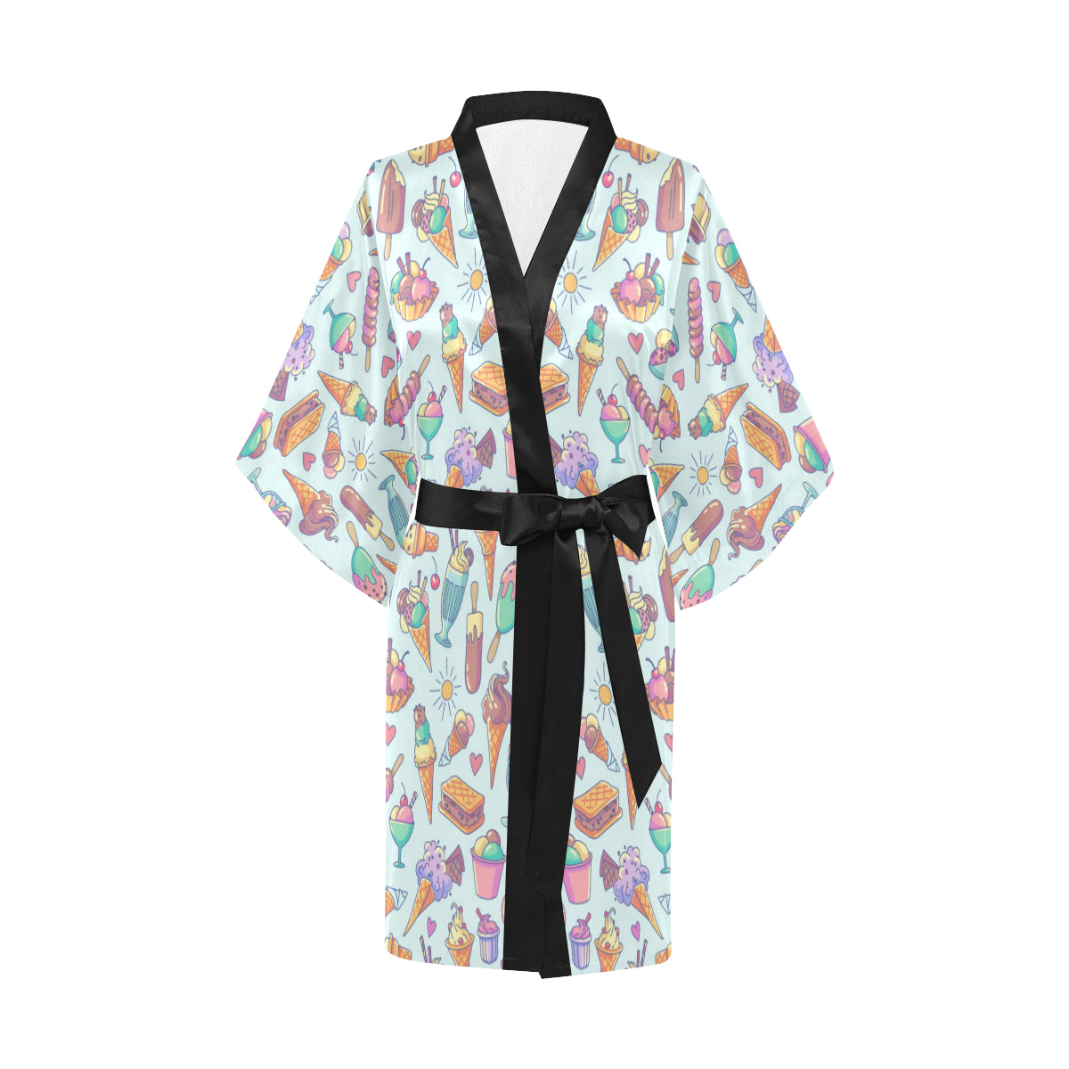 Ice Cream Pattern Print Design IC02 Women Kimono Robe