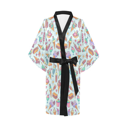 Ice Cream Pattern Print Design IC02 Women Kimono Robe