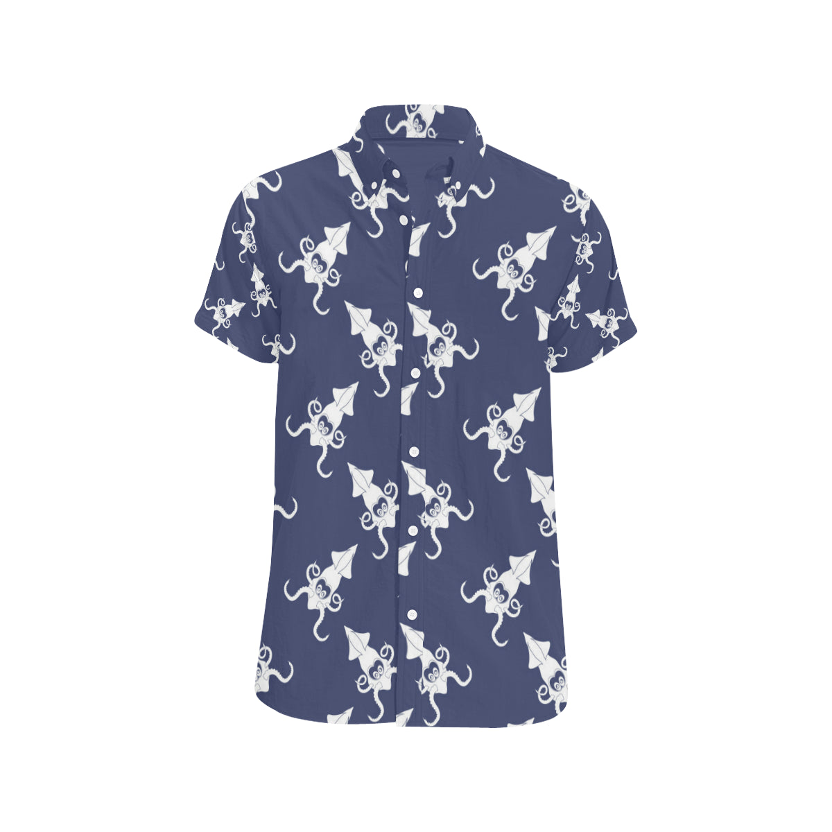 Giant Squid Pattern Print Design 02 Men's Short Sleeve Button Up Shirt