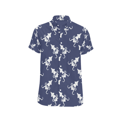 Giant Squid Pattern Print Design 02 Men's Short Sleeve Button Up Shirt