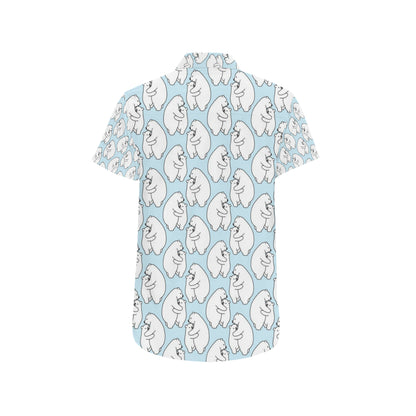 Polar Bear Pattern Print Design PB08 Men's Short Sleeve Button Up Shirt