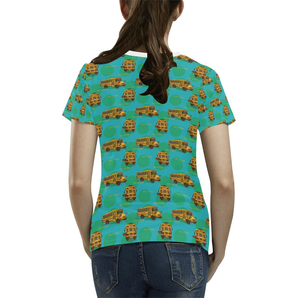 School Bus Print Design LKS308 Women's  T-shirt