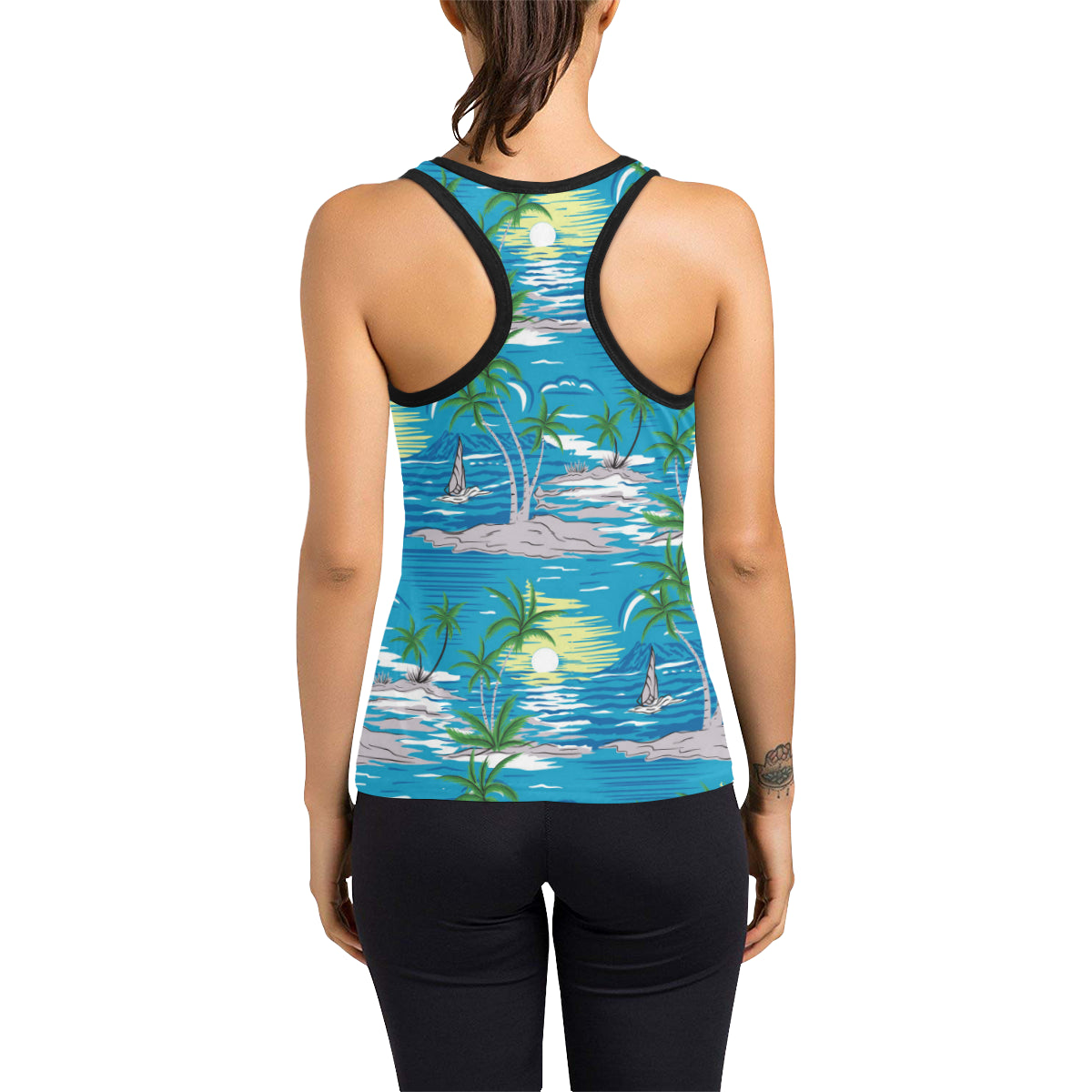 Palm Tree Beach Women's Racerback Tank Top