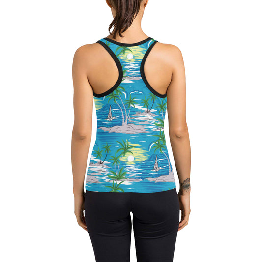 Palm Tree Beach Women's Racerback Tank Top