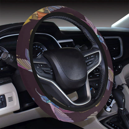 Hummingbird Pattern Print Design 04 Steering Wheel Cover with Elastic Edge