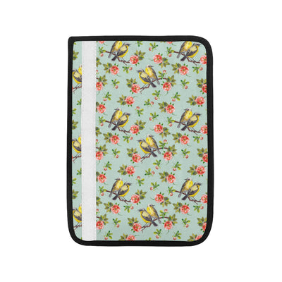 Bird with Red Flower Print Pattern Car Seat Belt Cover