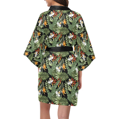 Bird Of Paradise Pattern Print Design 02 Women's Short Kimono