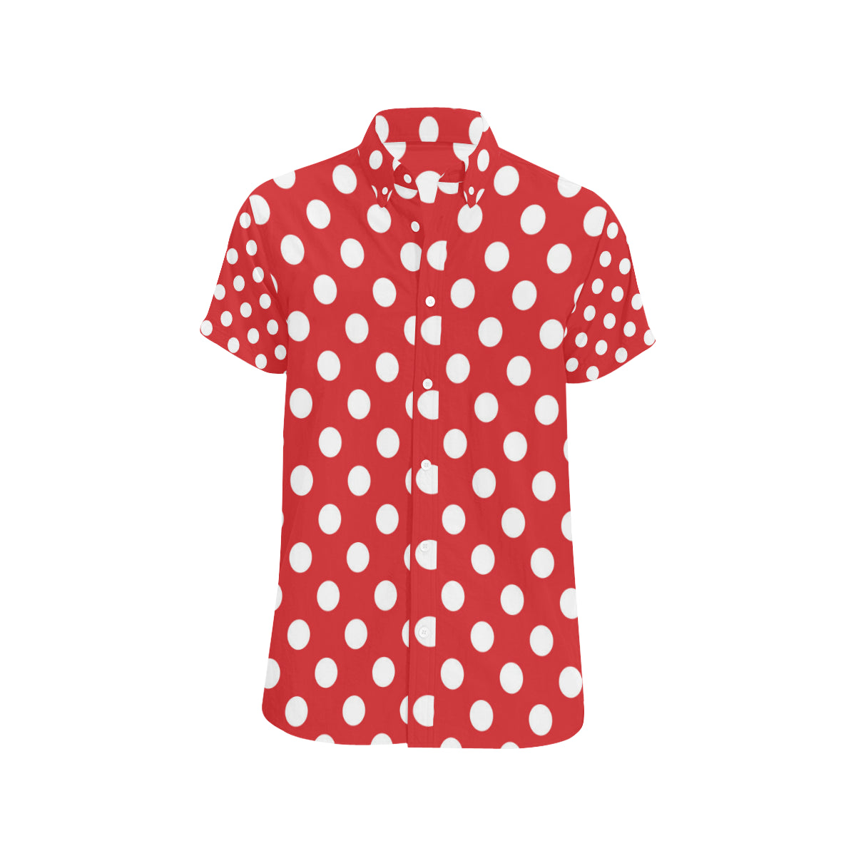 Polka Dot Red Pattern Print Design 04 Men's Short Sleeve Button Up Shirt