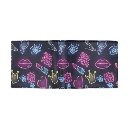 Lipstick Neon Pattern Print Design 02 Men's ID Card Wallet