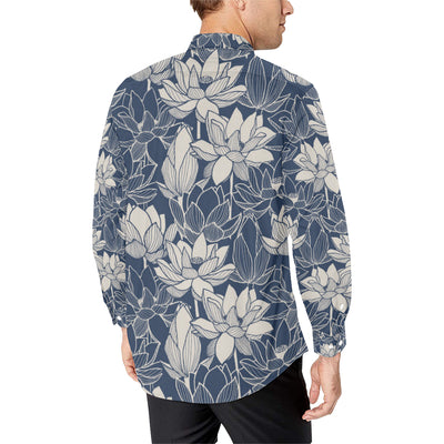 Water Lily Pattern Print Design WL04 Men's Long Sleeve Shirt