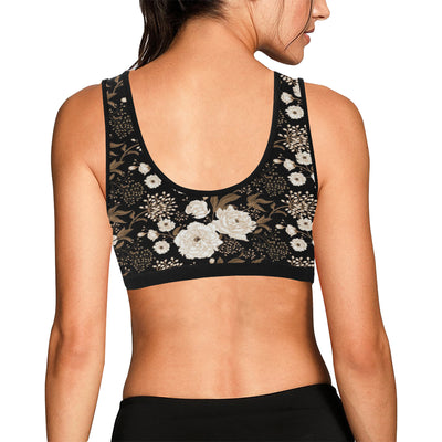 Peony Pattern Print Design A02 Sports Bra