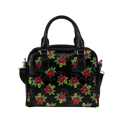 Poinsettia Pattern Print Design A01 Shoulder Handbag