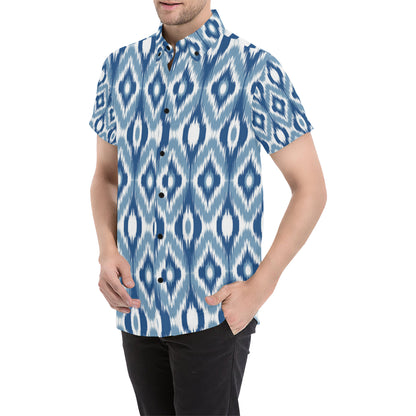 Ikat Pattern Print Design 03 Men's Short Sleeve Button Up Shirt