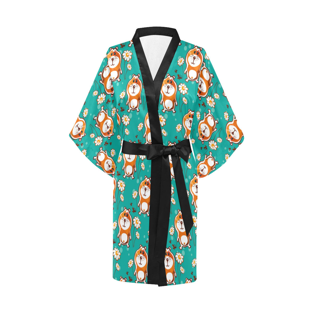 Hamster Pattern Print Design 01 Women's Short Kimono