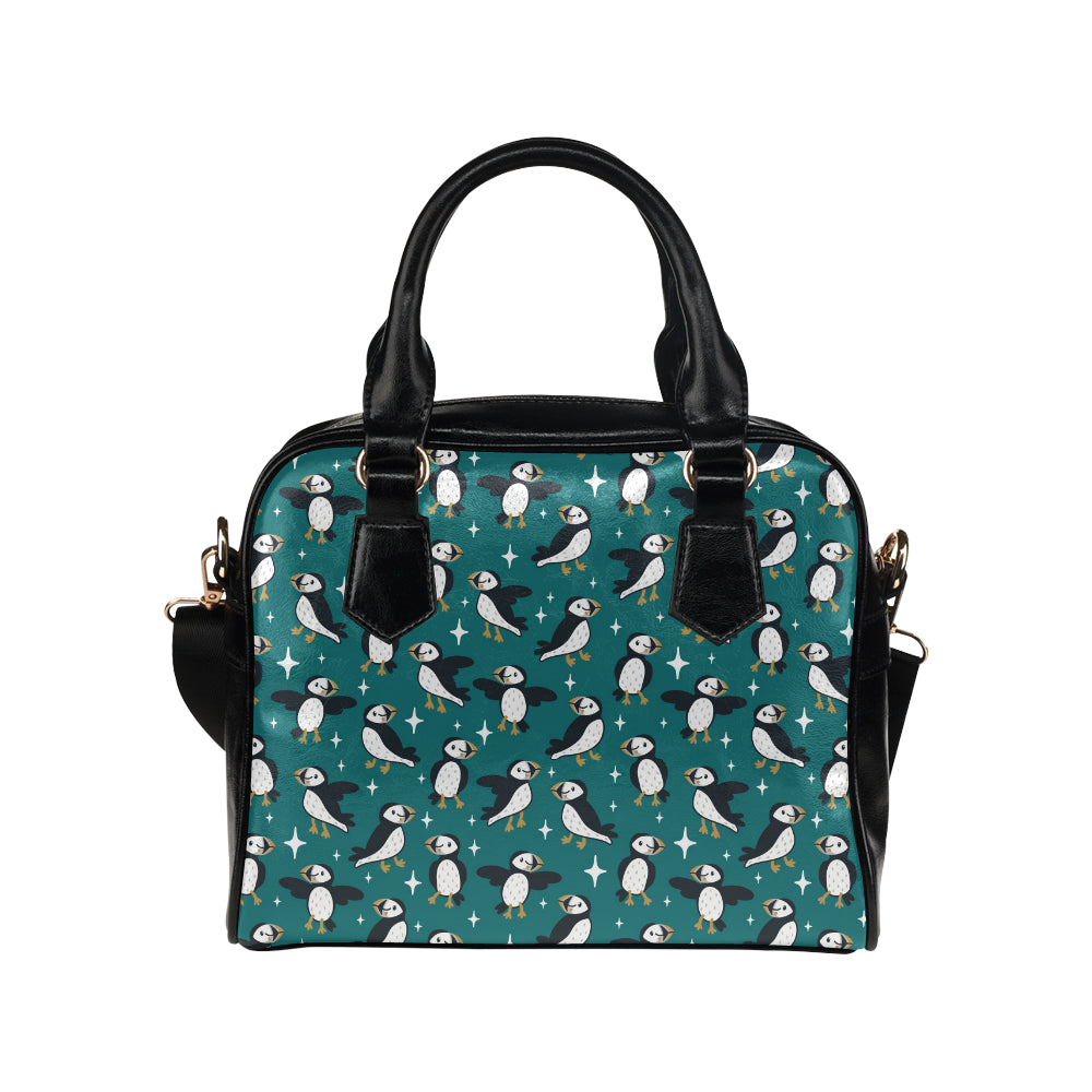 Puffin Pattern Print Design A05 Shoulder Handbag