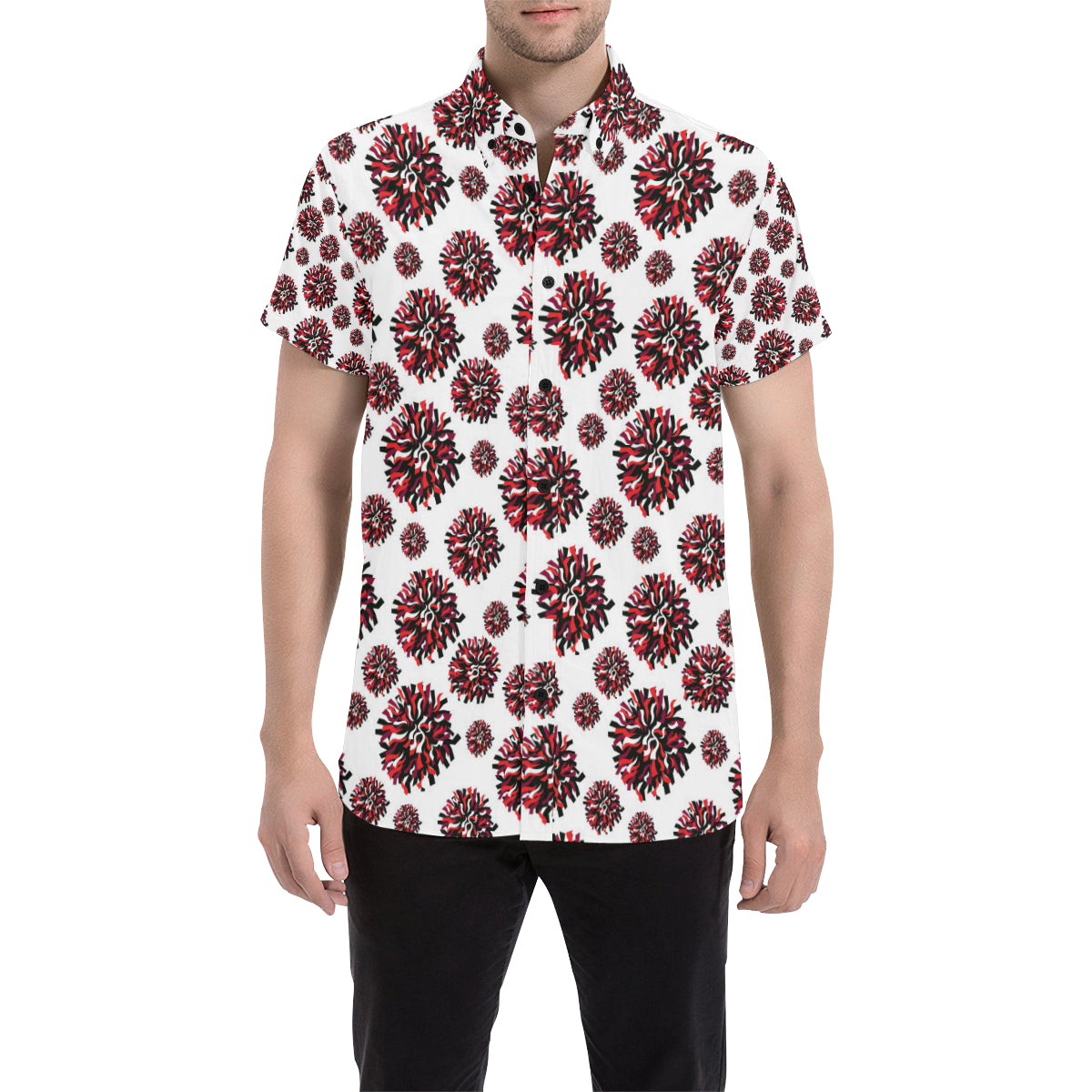 Cheerleader Pattern Print Design 01 Men's Short Sleeve Button Up Shirt