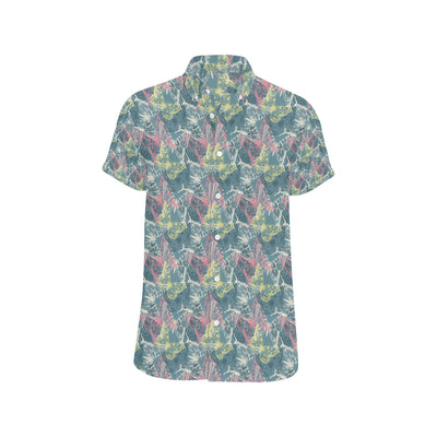 Butterfly Pattern Print Design 01 Men's Short Sleeve Button Up Shirt