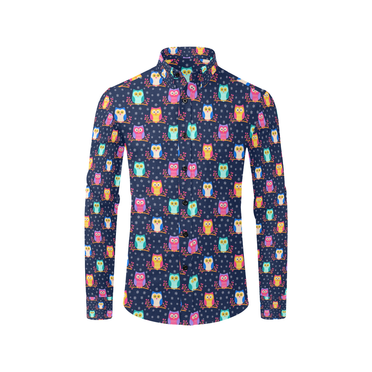 Owl Cute Themed Design Print Men's Long Sleeve Shirt