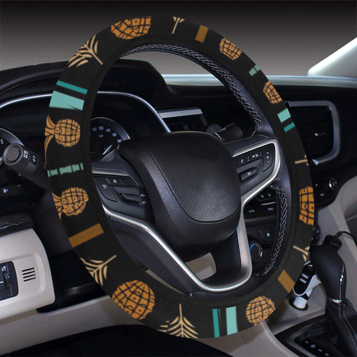 Hawaiian Themed Pattern Print Design H023 Steering Wheel Cover with Elastic Edge