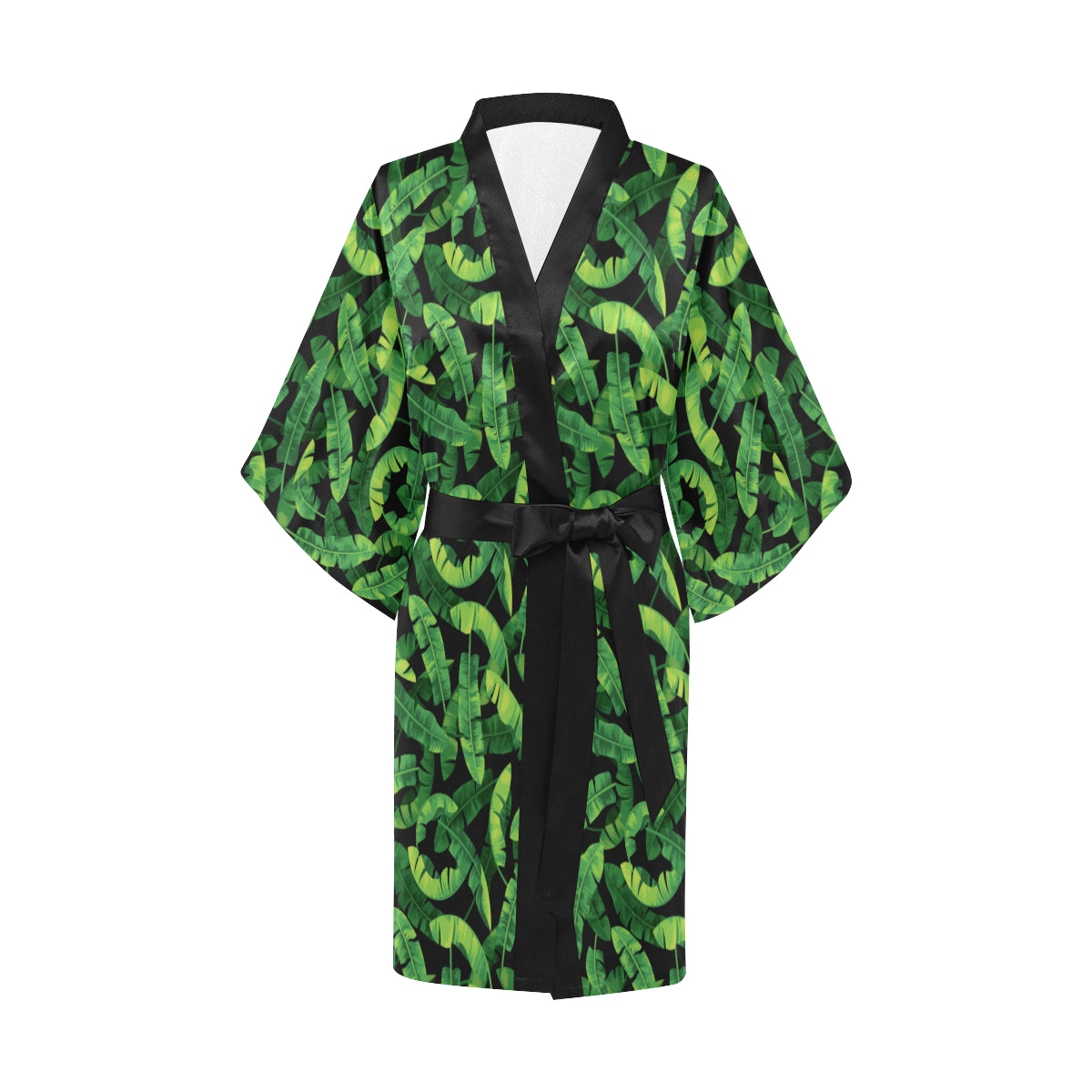 Banana Leaf Pattern Print Design 02 Women's Short Kimono