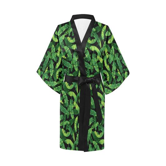 Banana Leaf Pattern Print Design 02 Women's Short Kimono