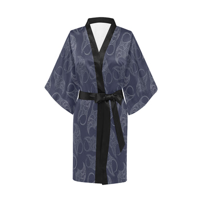 Manta Ray Pattern Print Design 01 Women's Short Kimono
