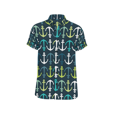 Anchor Pattern Print Design 03 Men's Short Sleeve Button Up Shirt