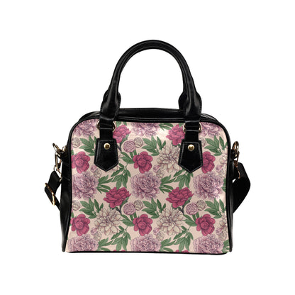 Peony Pattern Print Design A01 Shoulder Handbag