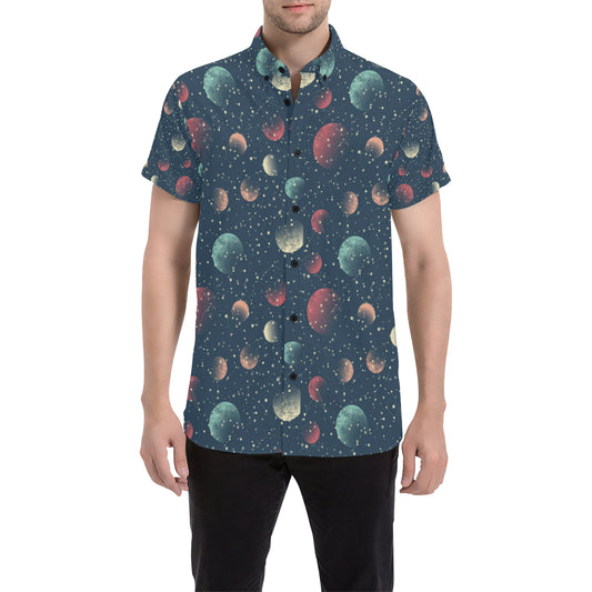Cosmic Pattern Print Design 04 Men's Short Sleeve Button Up Shirt