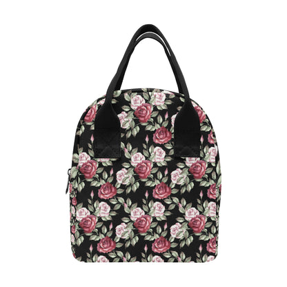 Rose Red Pink Pattern Print Design RO03 Insulated Lunch Bag