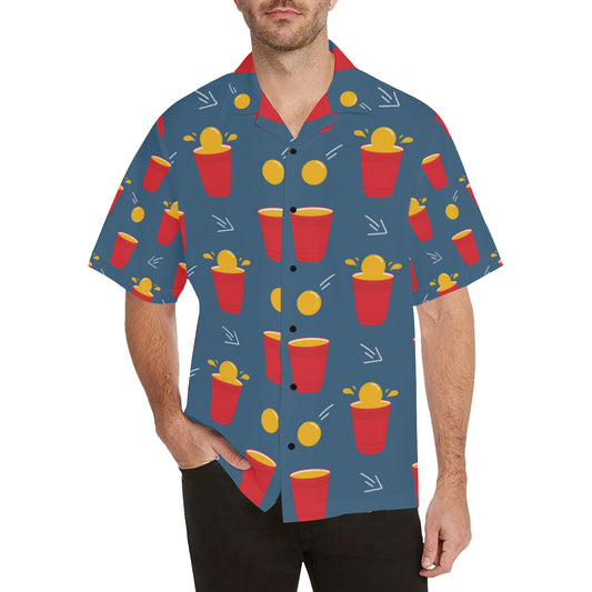 Beer Pong Pattern Print Design 02 Men's Hawaiian Shirt