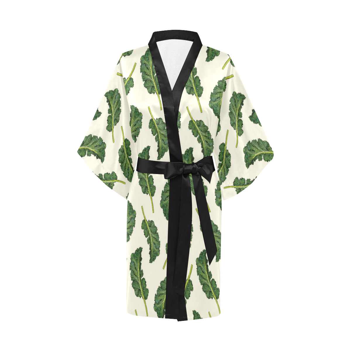 Kale Pattern Print Design 03 Women's Short Kimono