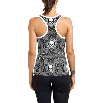 Bandana Skull Print Design LKS303 Women's Racerback Tank Top