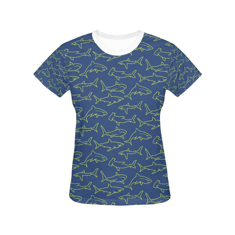 Shark Print Design LKS301 Women's  T-shirt