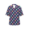 Owl Cute Themed Design Print Women's Hawaiian Shirt