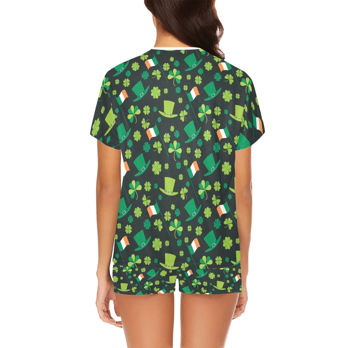 Shamrock Saint Patrick's Day Print Design LKS304 Women's Short Pajama Set