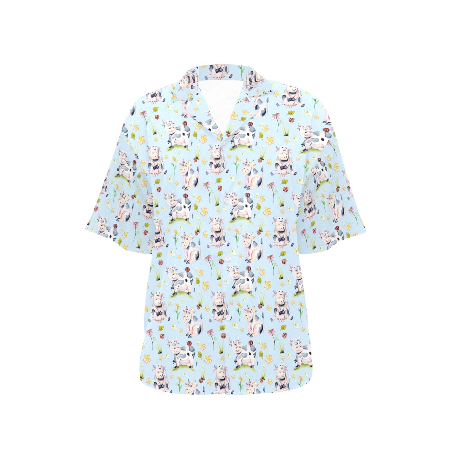 Cow Happy Pattern Print Design 05 Women's Hawaiian Shirt
