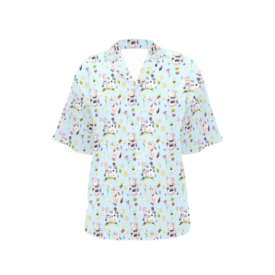 Cow Happy Pattern Print Design 05 Women's Hawaiian Shirt