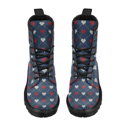 Heart Knit Pattern Print Design HE05 Women's Boots